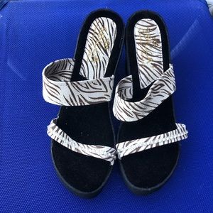 Sbicca Zebra Print wedge heel